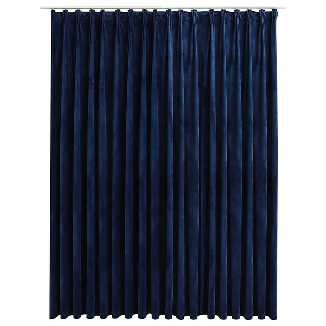 mørklægningsgardin med kroge 290 x 245 cm fløjl mørkeblå