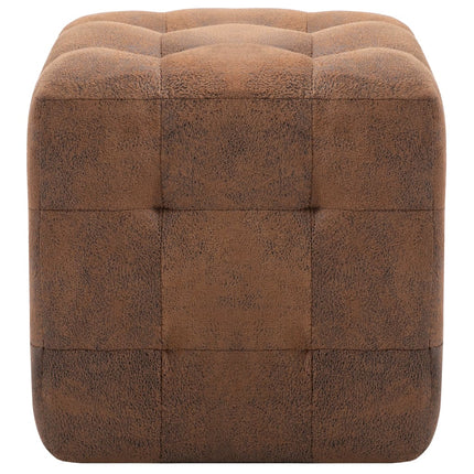 puf 2 stk. 30 x 30 x 30 cm imiteret ruskind brun