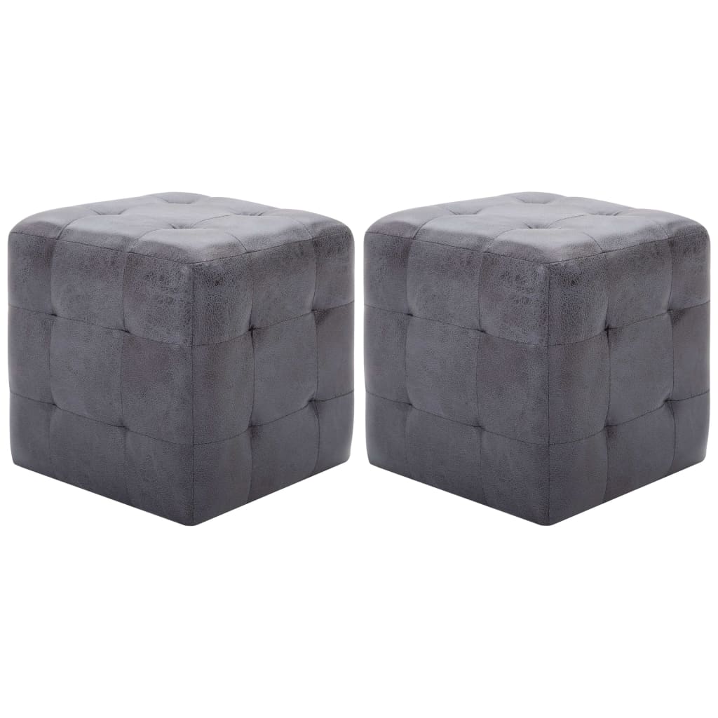 puf 2 stk. 30 x 30 x 30 cm imiteret ruskind