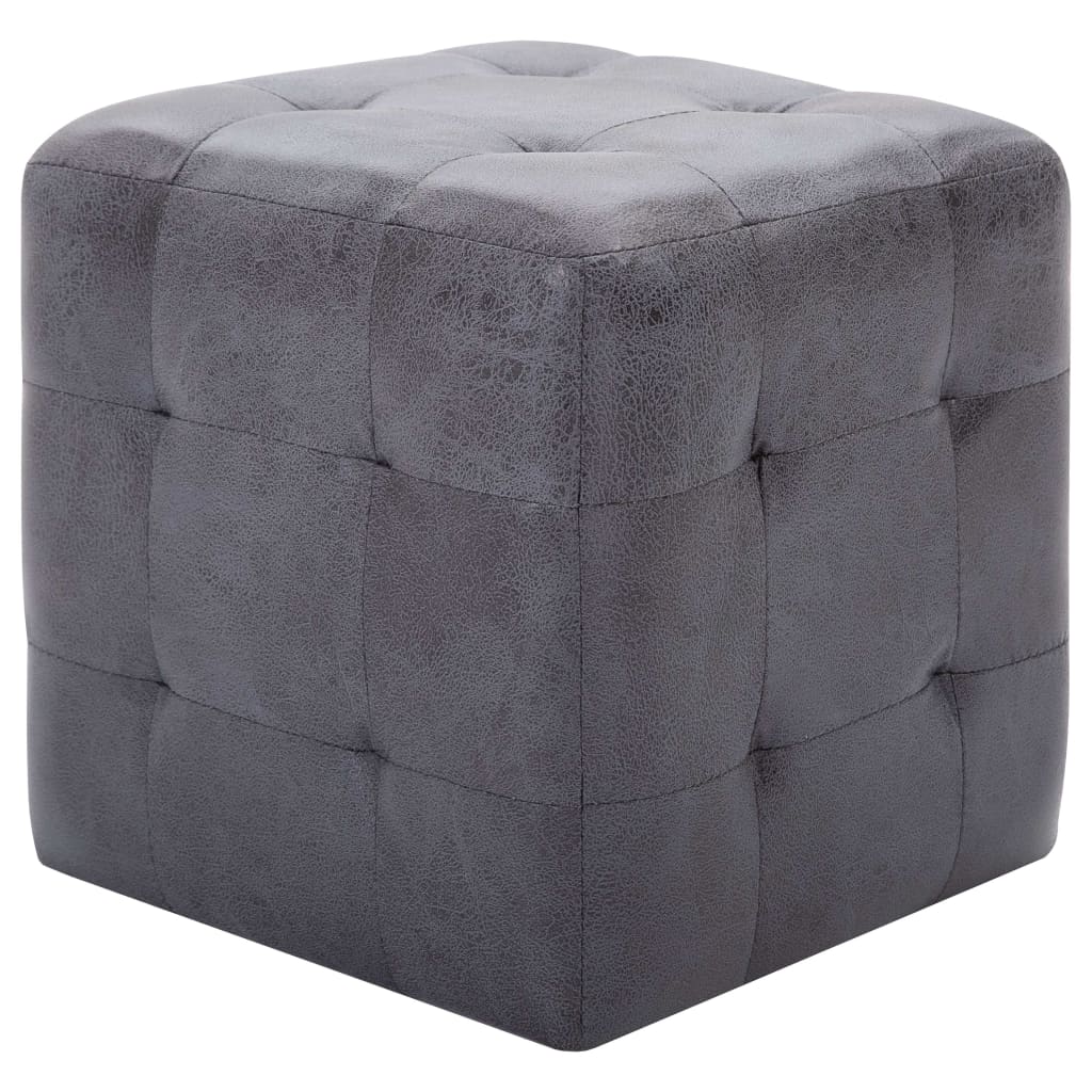 puf 2 stk. 30 x 30 x 30 cm imiteret ruskind