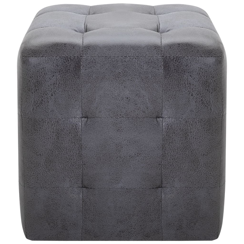 puf 2 stk. 30 x 30 x 30 cm imiteret ruskind