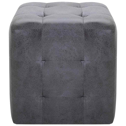 puf 2 stk. 30 x 30 x 30 cm imiteret ruskind