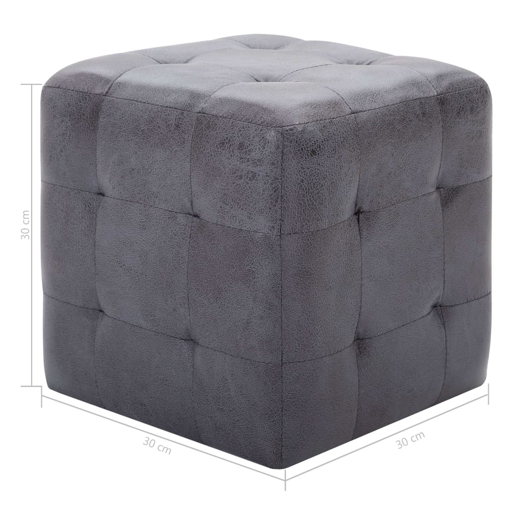 puf 2 stk. 30 x 30 x 30 cm imiteret ruskind