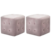 puf 2 stk. 30 x 30 x 30 cm fløjlsstof pink