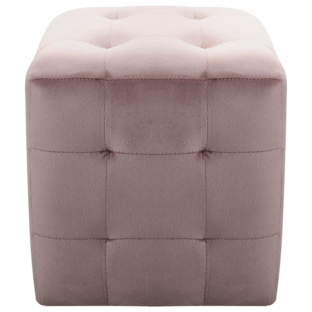 puf 2 stk. 30 x 30 x 30 cm fløjlsstof pink