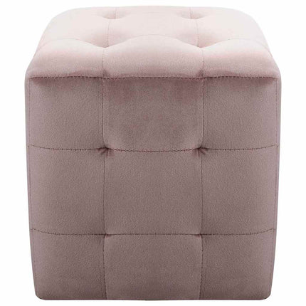 puf 2 stk. 30 x 30 x 30 cm fløjlsstof pink