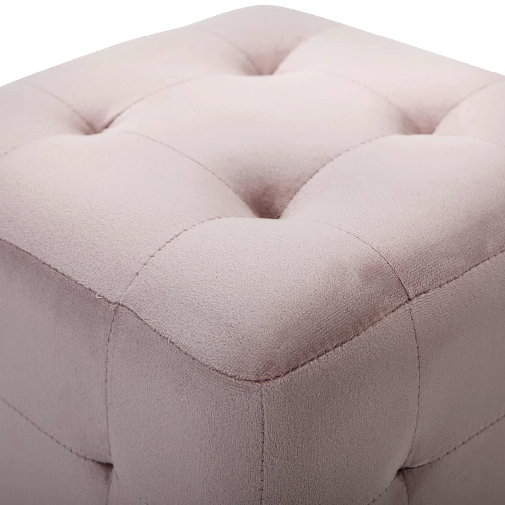 puf 2 stk. 30 x 30 x 30 cm fløjlsstof pink