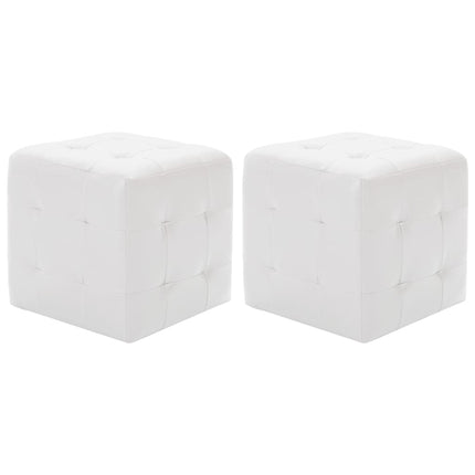 puf 2 stk. 30 x 30 x 30 cm kunstlæder hvid