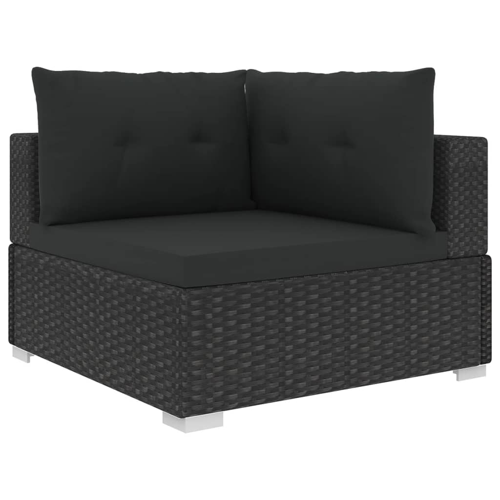 haveloungesæt 10 dele med hynder polyrattan sort