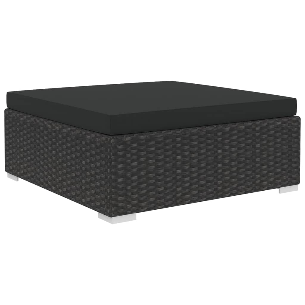 haveloungesæt 10 dele med hynder polyrattan sort