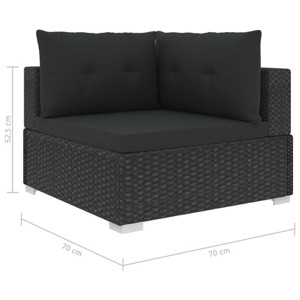 haveloungesæt 10 dele med hynder polyrattan sort