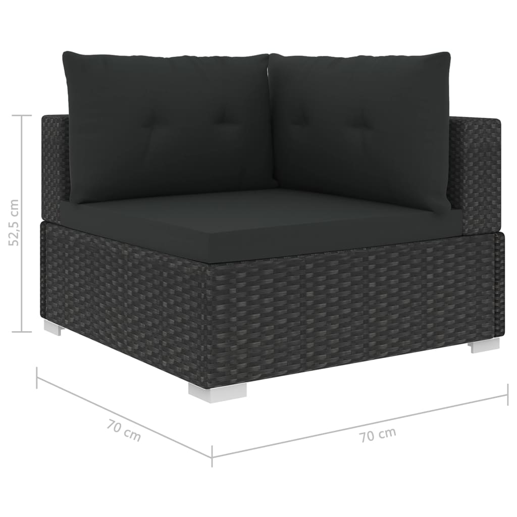 haveloungesæt 10 dele med hynder polyrattan sort