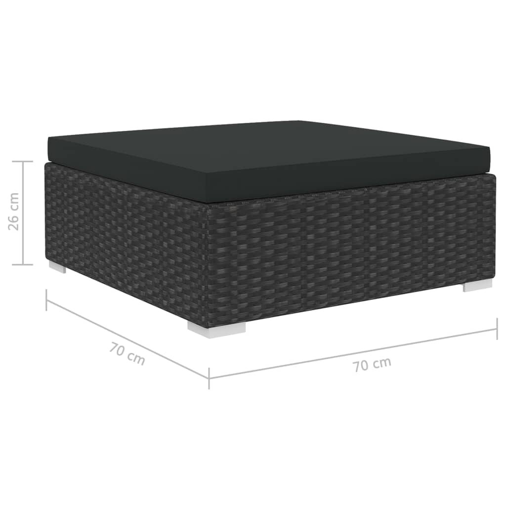 haveloungesæt 10 dele med hynder polyrattan sort