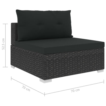 haveloungesæt 10 dele med hynder polyrattan sort