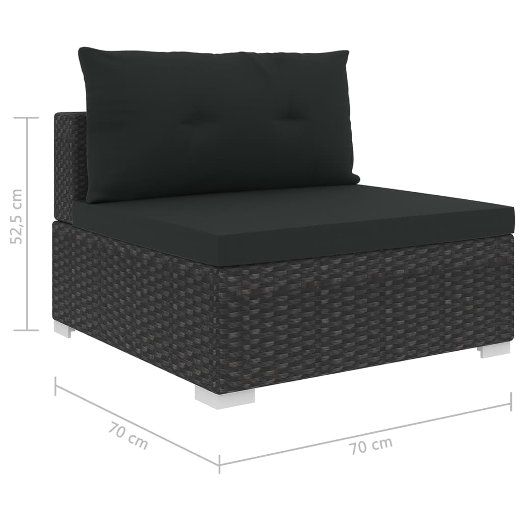 haveloungesæt 10 dele med hynder polyrattan sort