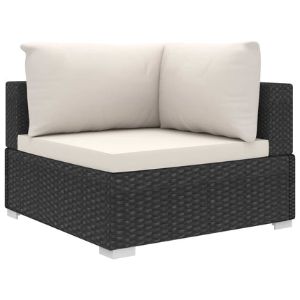 loungesæt til haven 8 dele med hynder polyrattan sort