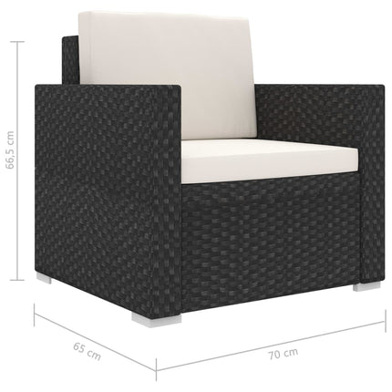 loungesæt til haven 8 dele med hynder polyrattan sort