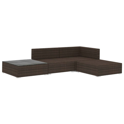 haveloungesæt 4 dele med hynder polyrattan brun