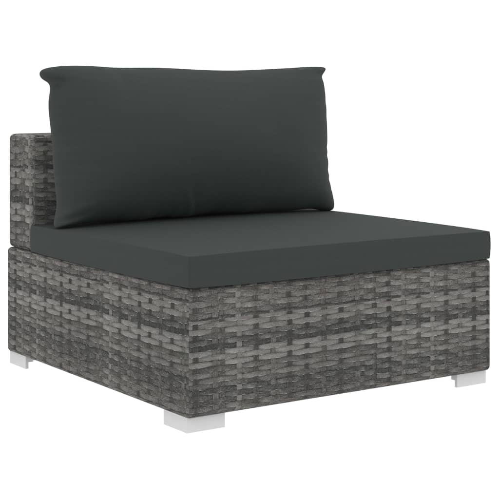 haveloungesæt i 4 dele med hynder polyrattan grå
