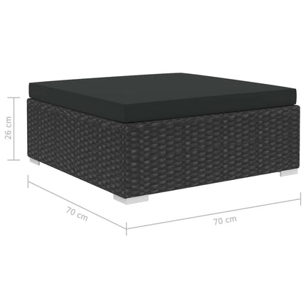 haveloungesæt 4 dele med hynder polyrattan sort
