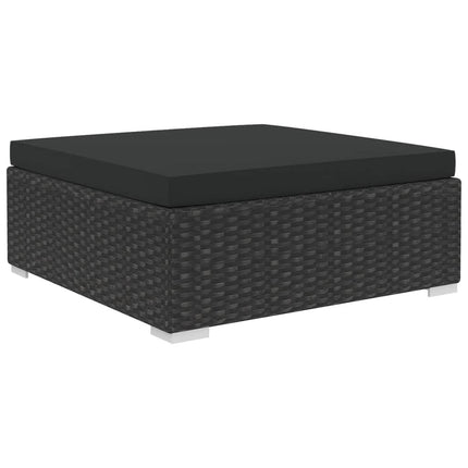 haveloungesæt 5 dele med hynder polyrattan sort