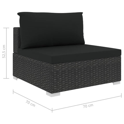 haveloungesæt 5 dele med hynder polyrattan sort