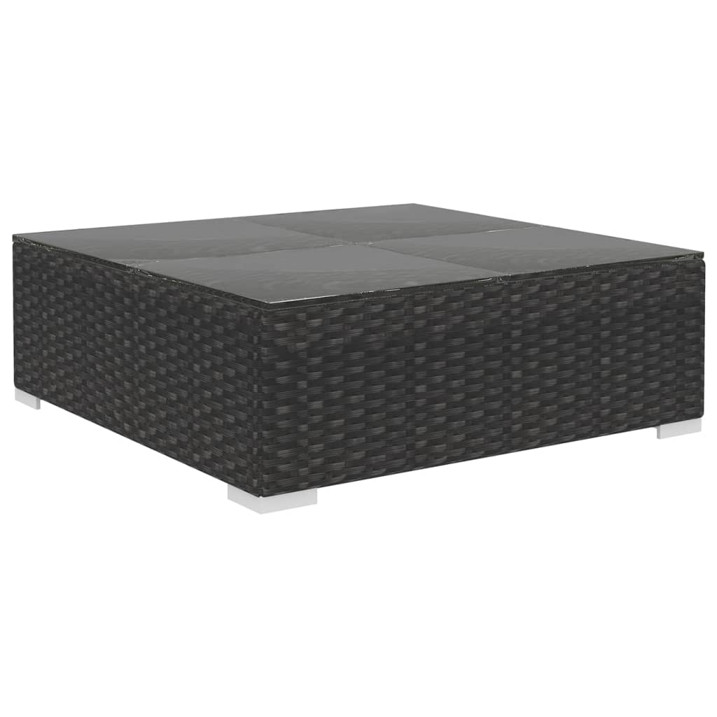 haveloungesæt 9 dele med hynder polyrattan sort