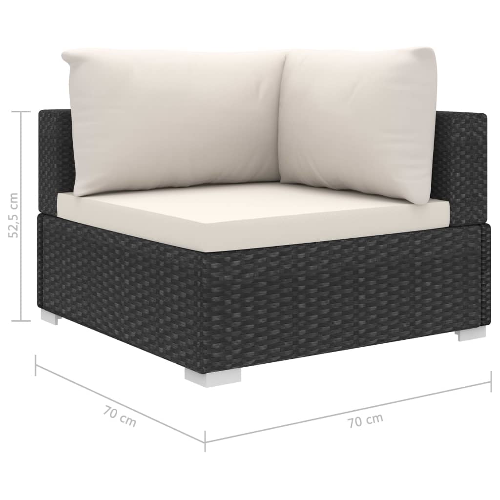 haveloungesæt 9 dele med hynder polyrattan sort