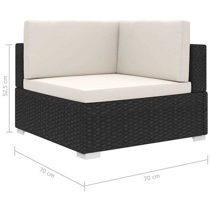 hjørnesæde til sofa 1 stk. med hynder polyrattan sort