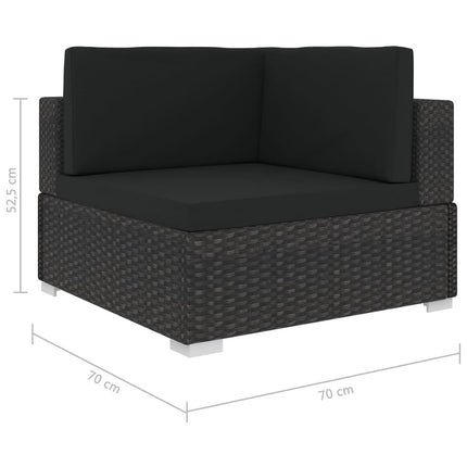 hjørnesæde til sofa 1 stk. med hynder polyrattan sort