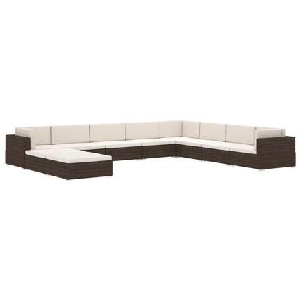 fodskammel til sofa 1 stk. med hynde polyrattan brun