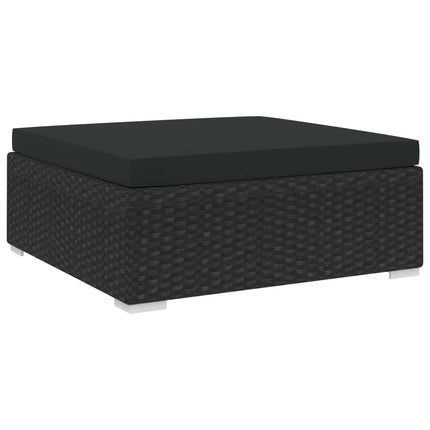 fodskammel med hynde polyrattan sort