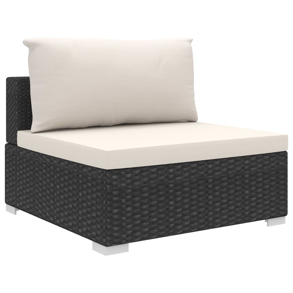 haveloungesæt 11 dele med hynder polyrattan sort