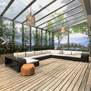 haveloungesæt 11 dele med hynder polyrattan sort