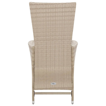 udendørs spisebordssæt 7 dele med hynder polyrattan beige
