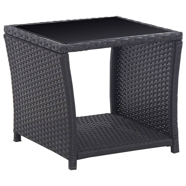 bistrosæt 3 dele med hynder polyrattan sort