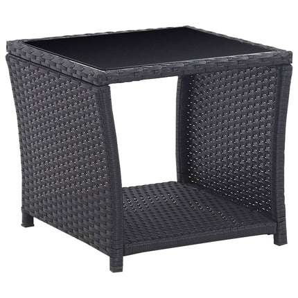 bistrosæt 3 dele med hynder polyrattan sort