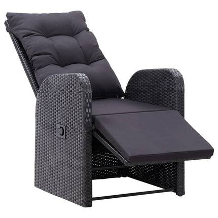 bistrosæt 3 dele med hynder polyrattan sort