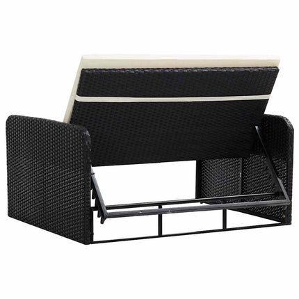 loungesæt til haven 2 dele med hynder polyrattan sort