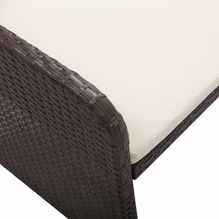 loungesæt til haven 2 dele med hynder polyrattan brun
