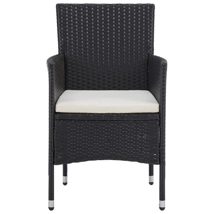 udendørs spisebordssæt 5 dele polyrattan og glas sort