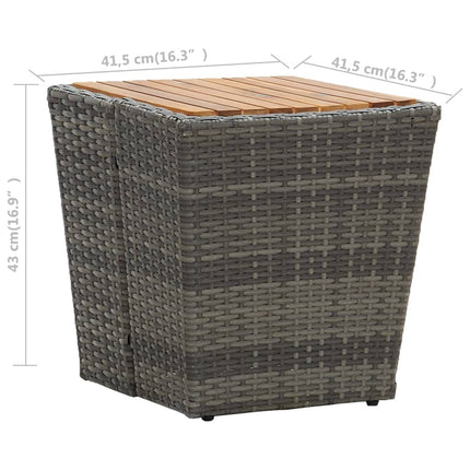 tebord 41,5x41,5x43 cm polyrattan og massivt akacietræ grå