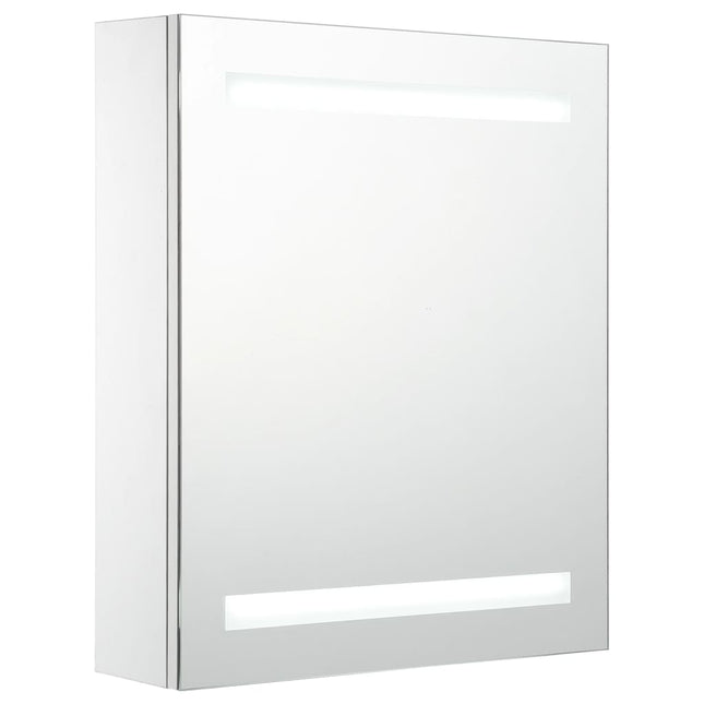 badeværelsesskab med spejl + LED-lys 50x13,5x60 cm