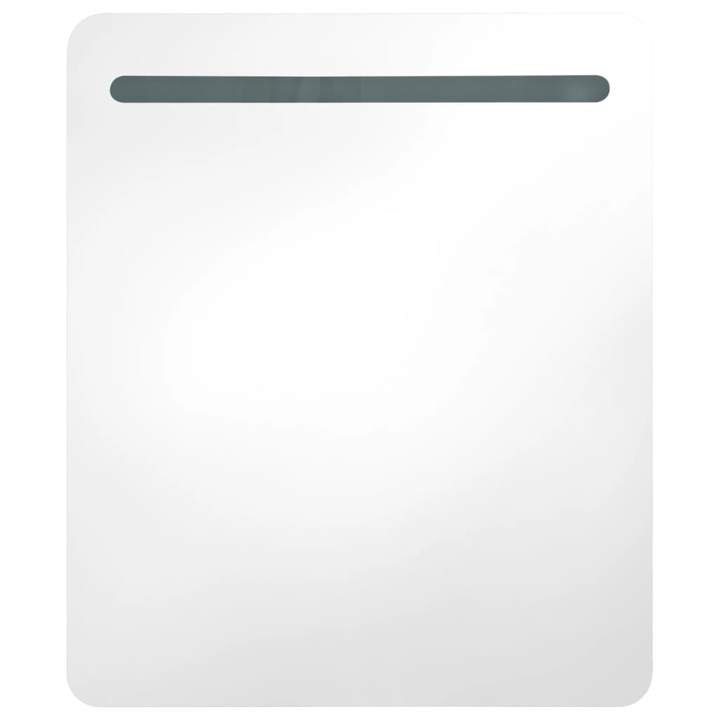 badeværelsesskab med spejl + LED-lys 68x9x80 cm