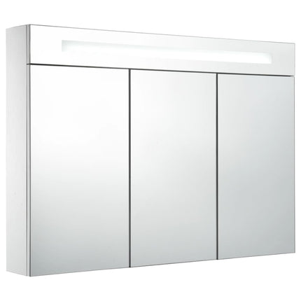 badeværelsesskab med spejl + LED-lys 88x13x62 cm