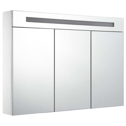 badeværelsesskab med spejl + LED-lys 88x13x62 cm
