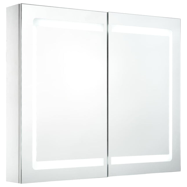 badeværelsesskab med spejl + LED-lys 80x12,2x68 cm