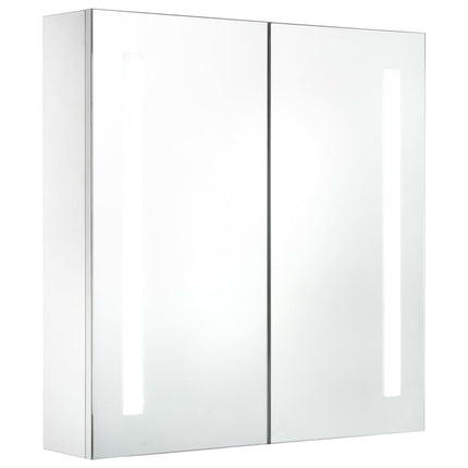 badeværelsesskab med spejl + LED-lys 60x14x62 cm