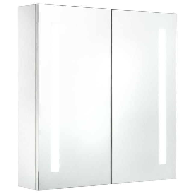 badeværelsesskab med spejl + LED-lys 60x14x62 cm