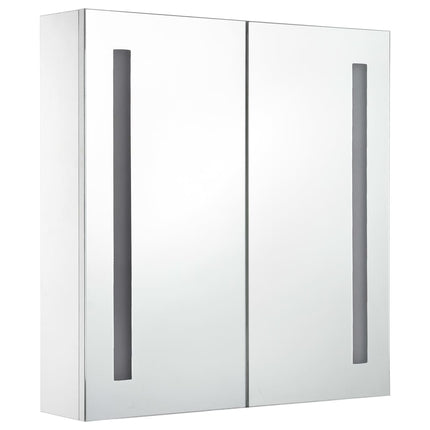 badeværelsesskab med spejl + LED-lys 60x14x62 cm